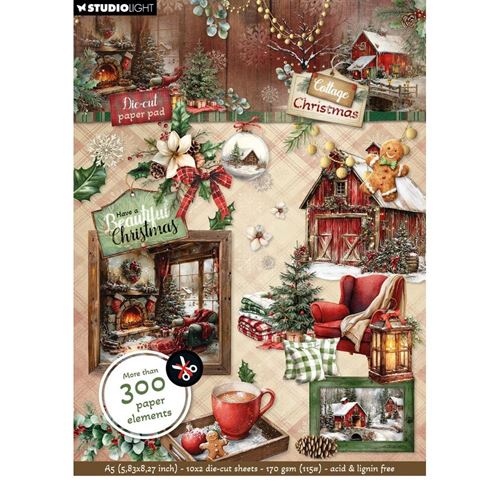 Cottage Christmas A5 Die-Cut Paper Pad Elements