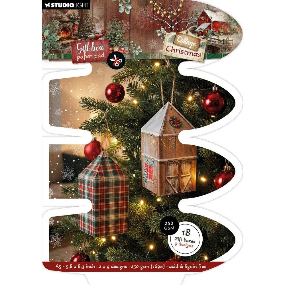 Cottage Christmas A5 Gift Box Paper Pad House Box