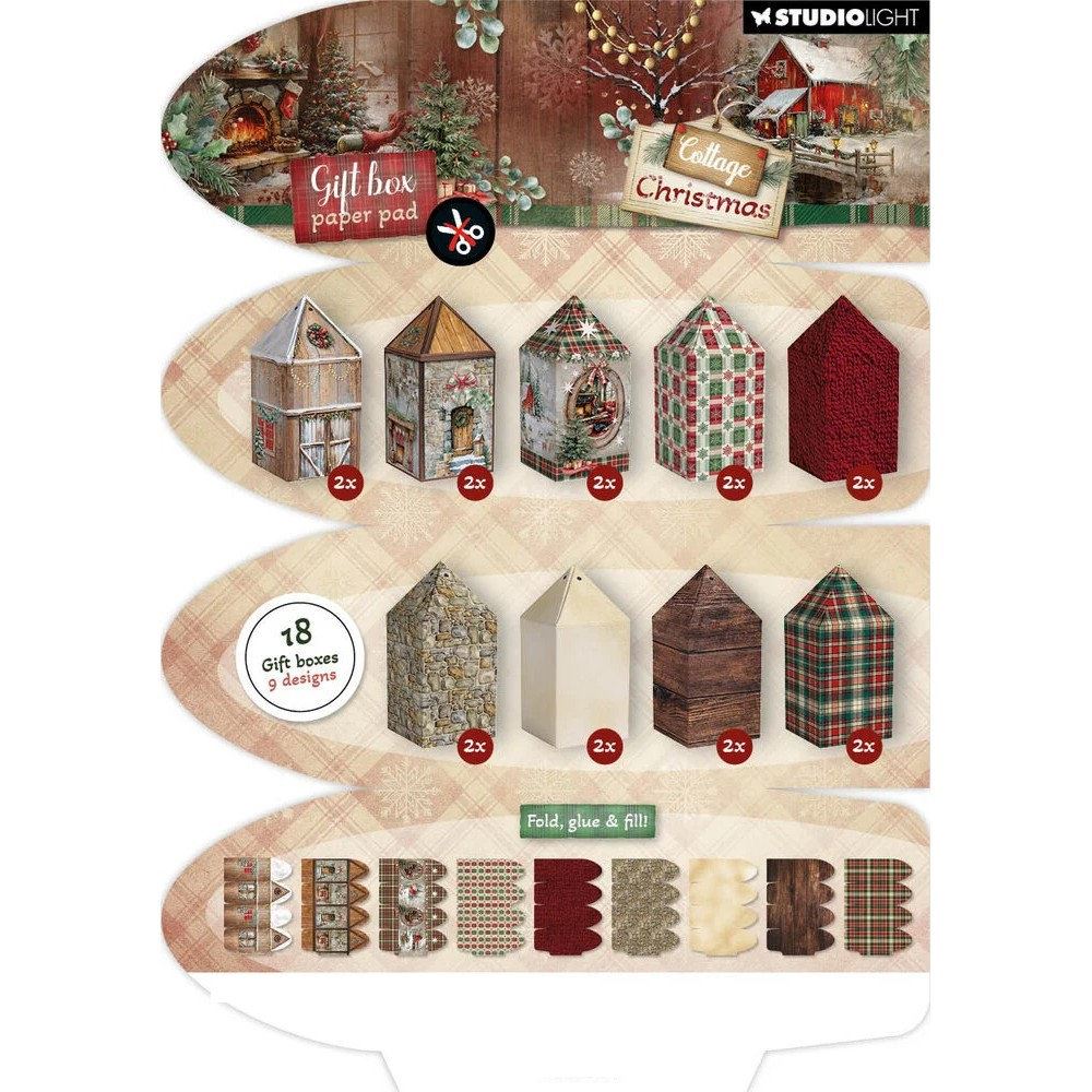 Cottage Christmas A5 Gift Box Paper Pad House Box
