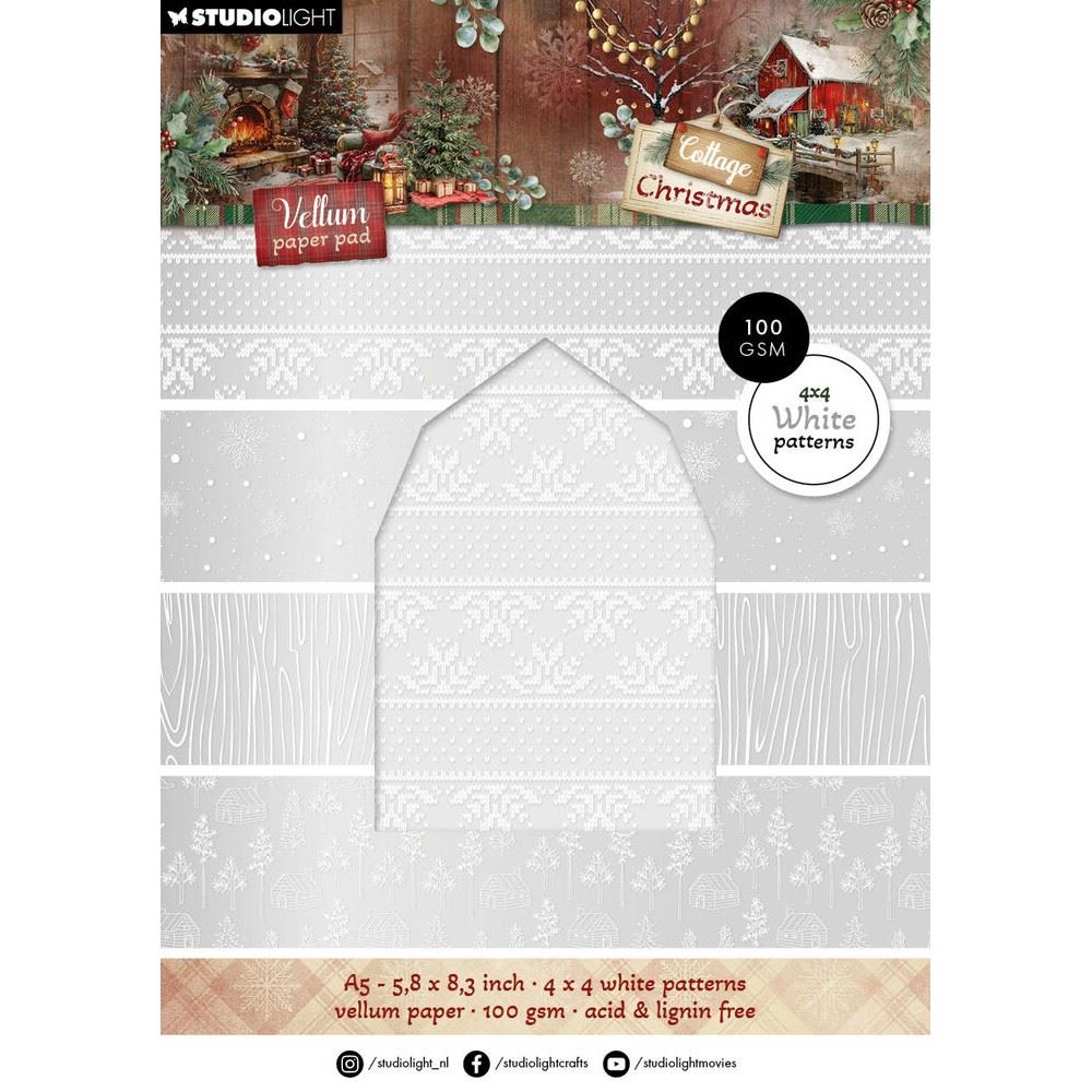 Cottage Christmas A5 Vellum Paper Pad Backgrounds