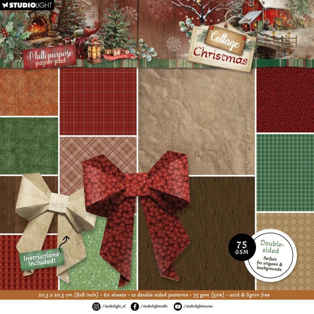 Cottage Christmas Paper Pad Origami & Backgrounds cm 20 x 20