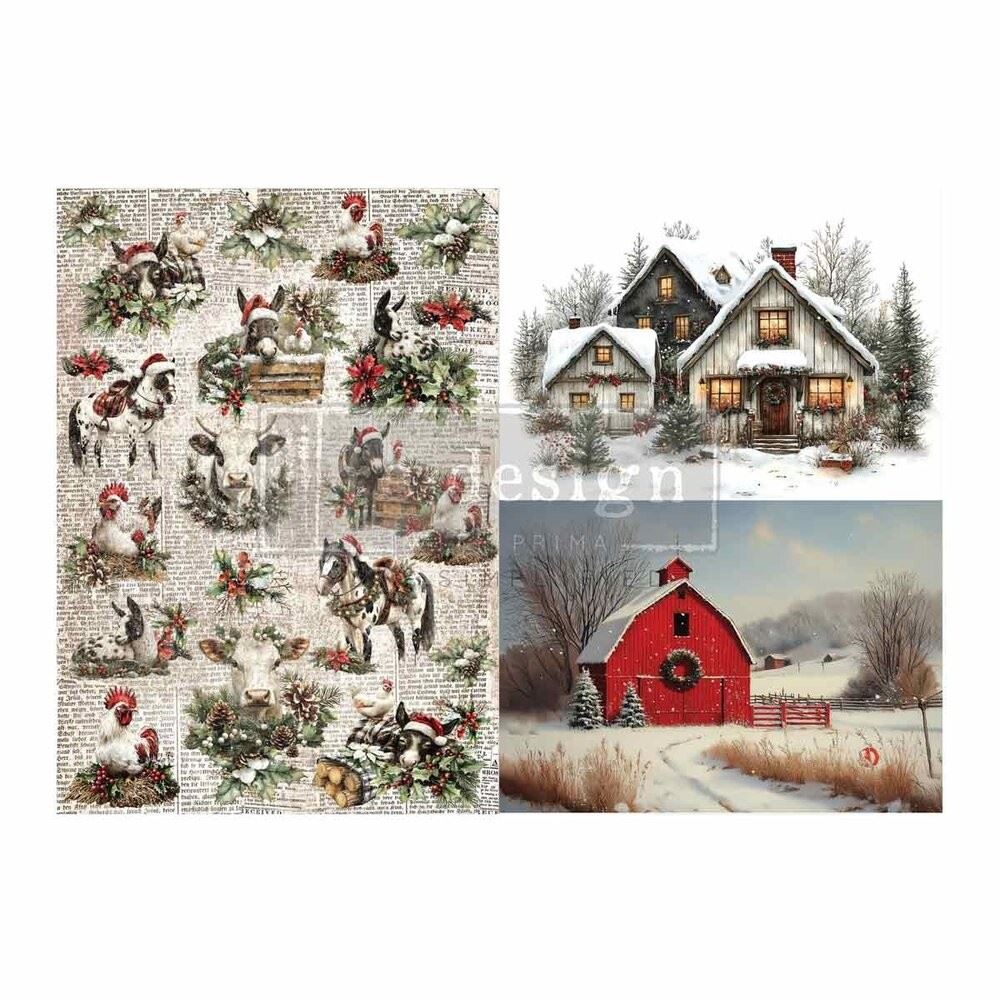 Cozy Country Christmas A3 Decoupage