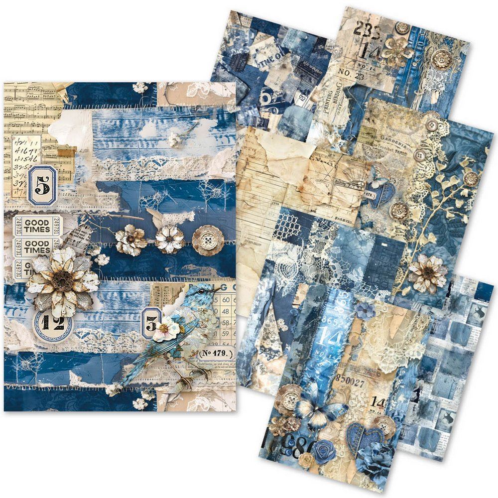 Craftmix Urban Blue Denim Mixed A5 Tissue & Vellum