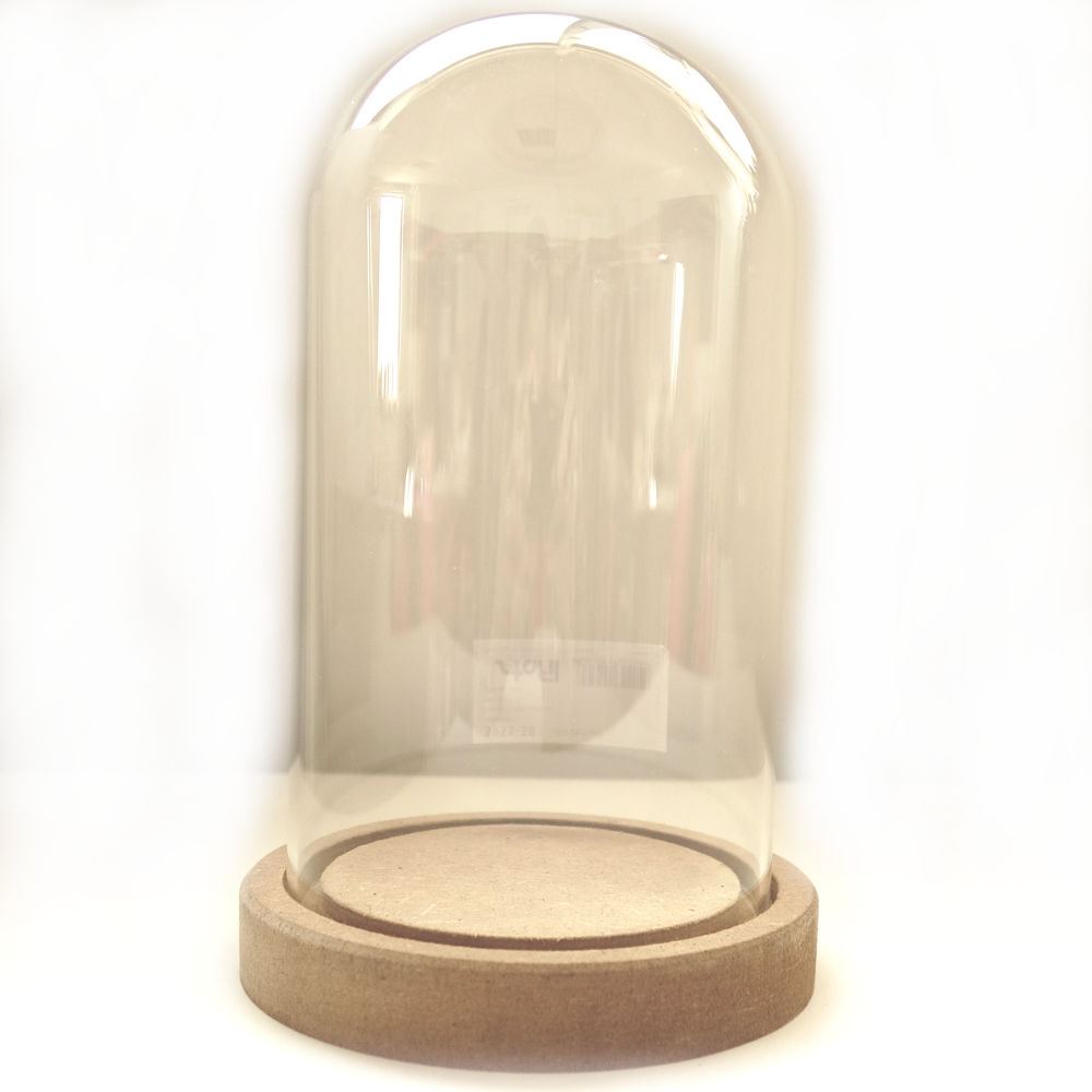 Cupola di vetro soffiato con base in legno