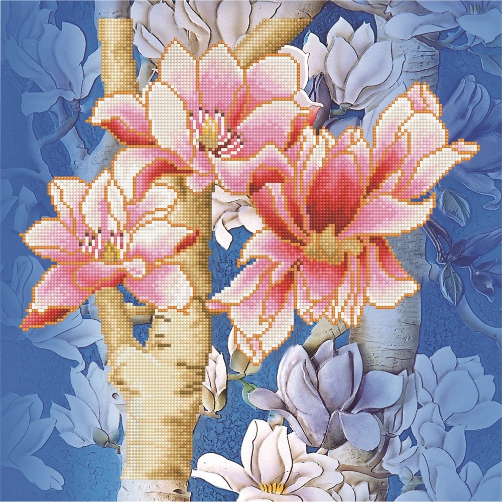 Diamond Dotz Cuscino Magnolia on blue 1