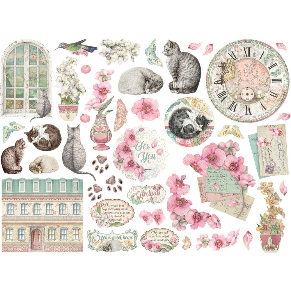 Die cuts Orchids and Cats Stamperia