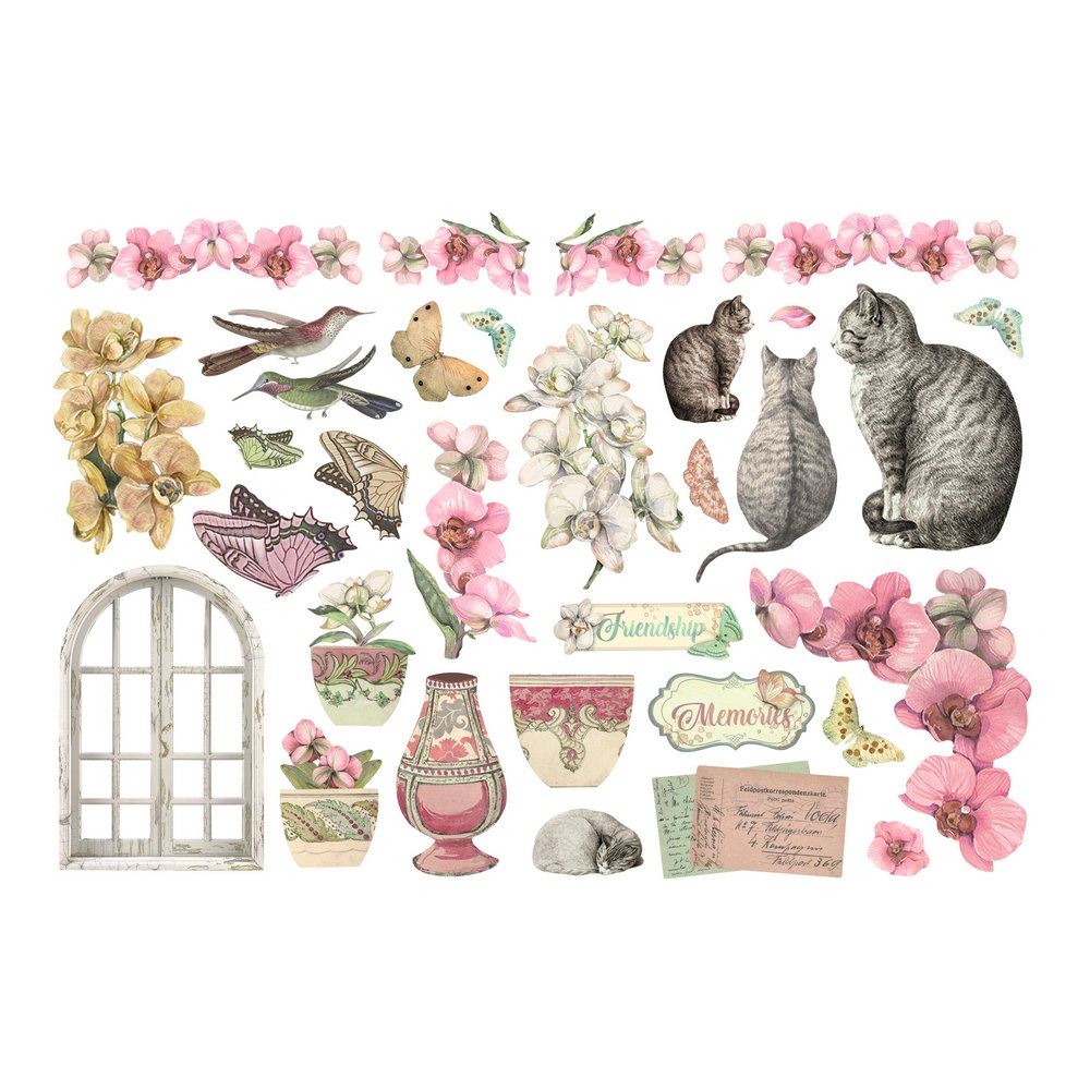 Ephemera Orchids and Cats Stamperia
