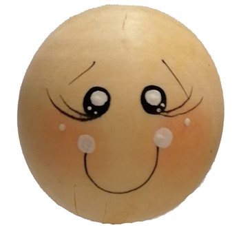 Faccina in legno dipinta cm 2 occhi aperti e bocca