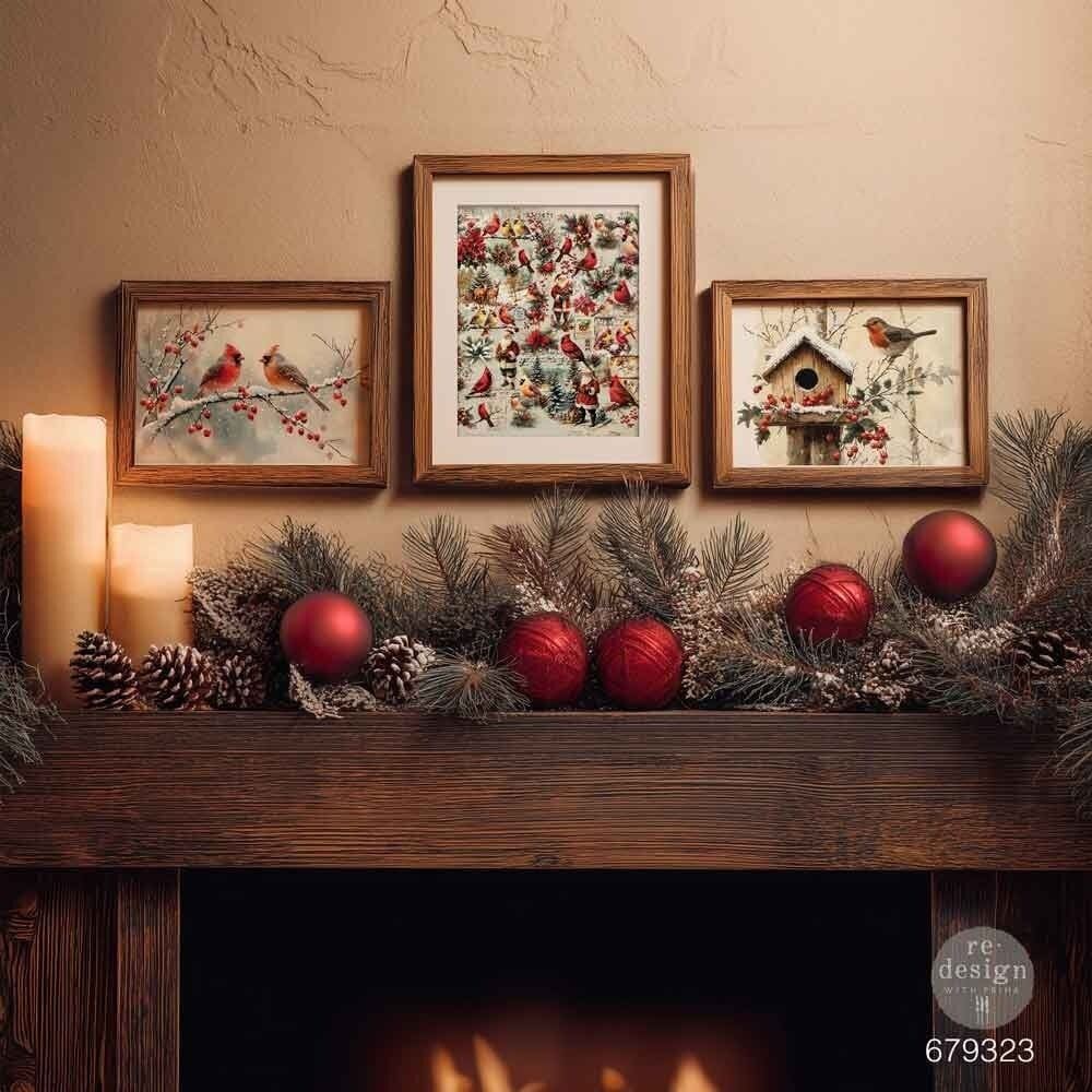 Feathered Elegance Christmas A3 Decoupage