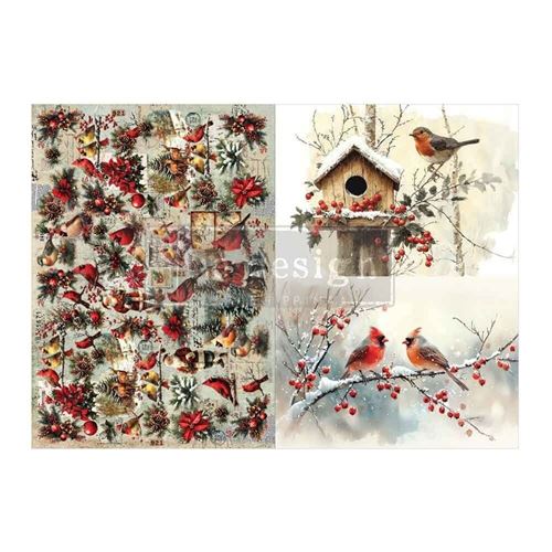 Feathered Elegance Christmas A3 Decoupage