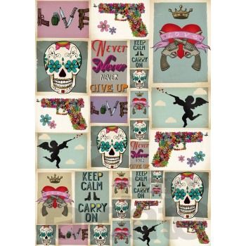 Feltro Decor Pistole e Teschi