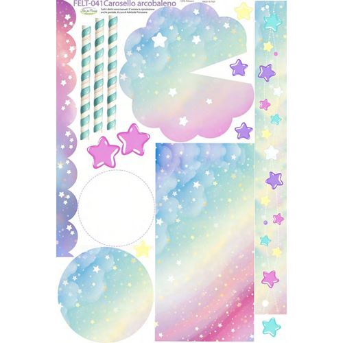 Feltro stampato Carosello Arcobaleno