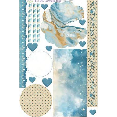 Feltro stampato Carosello Blue