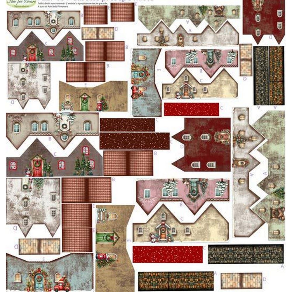 Feltro stampato Casette Presepe Grandi