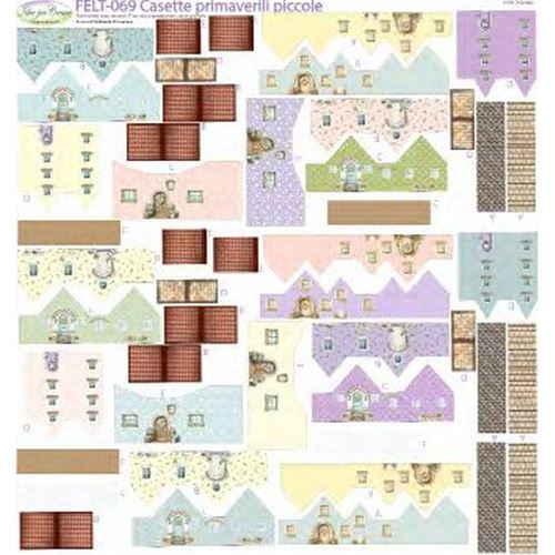 Feltro stampato Casette primaverili Piccole