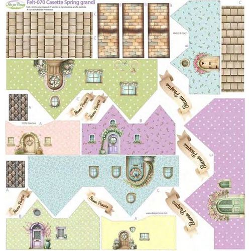 Feltro stampato Casette spring Grandi