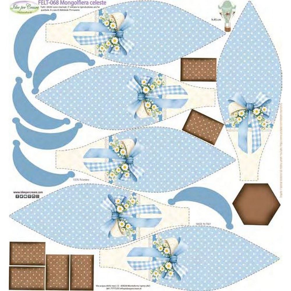 Feltro stampato Mongolfiera Celeste