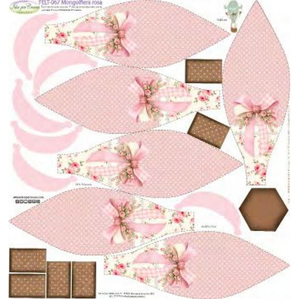 Feltro stampato Mongolfiera Rosa