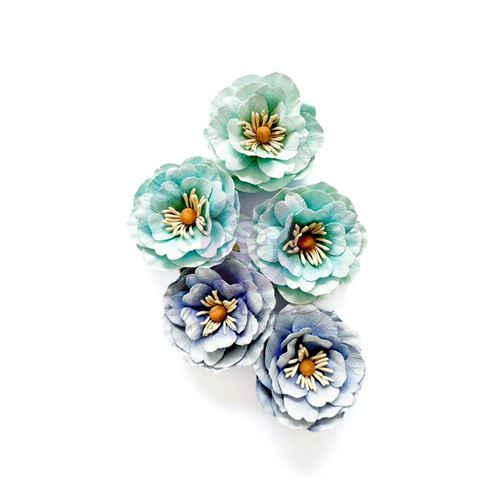 Set 5 Fiori in carta A Mermaid's Tale blu e verde acqua