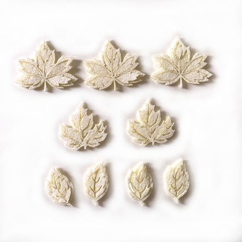 Foglie Fustellate feltro Sturdust Bianco Iridescente Glitterato