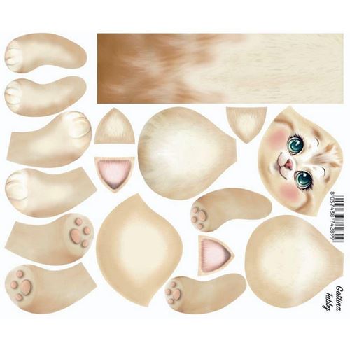 Gattina Tabby Panno Kraft 3D