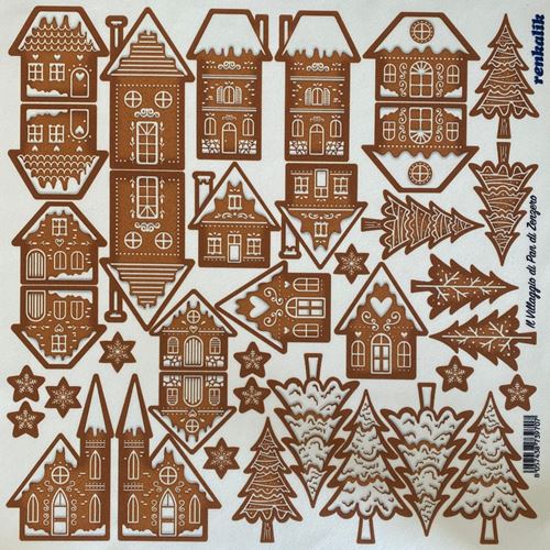 Il villaggio di Pan di Zenzero Panno Kraft 3D