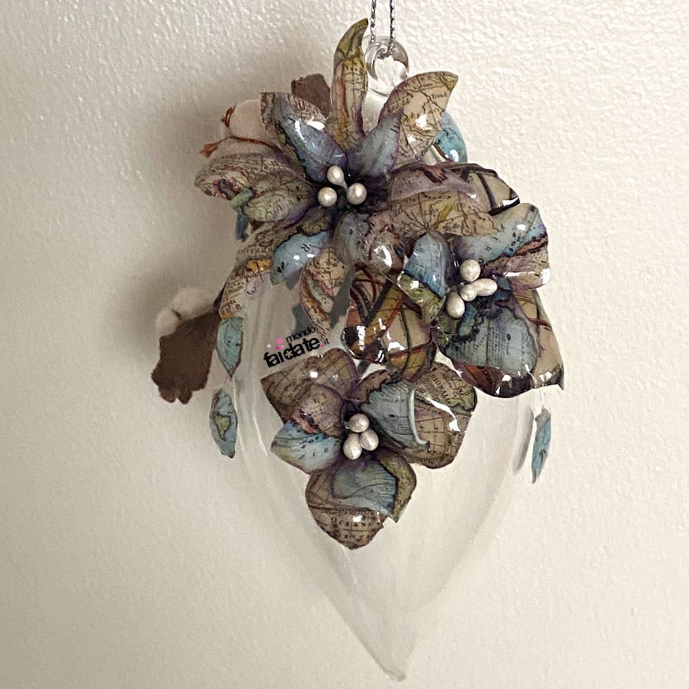 Kit Pallina in vetro con Sospeso Trasparente e fiori di cotone