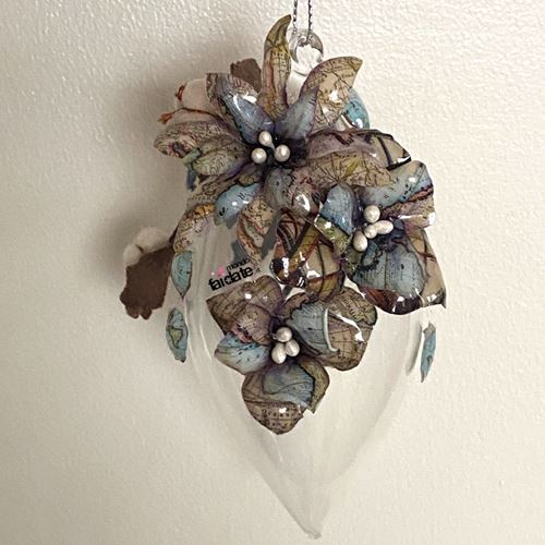 Kit Pallina in vetro con Sospeso Trasparente e fiori di cotone