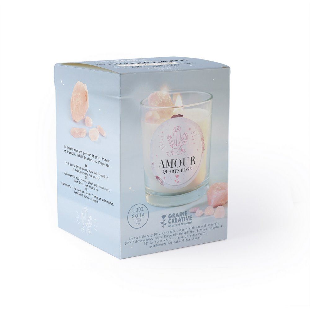 Candela Di Soia Con Quarzo Rosa E Petali – Regalo Speciale Per Un'amica Con Dedica