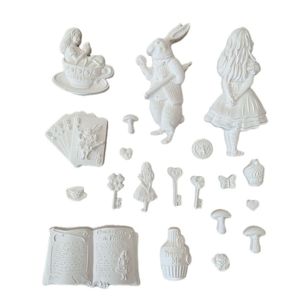 Kit gessetti Alice in Wonderland Alice, carte da gioco e coniglio