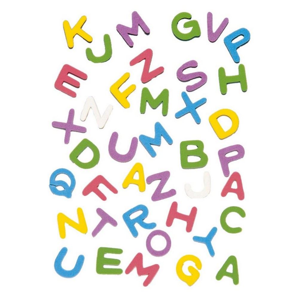 48 decorazioni in gomma crepla lettere alfabeto iniziali moosgummi SCRAPBOOKING