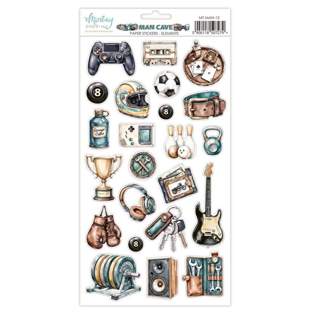 Man Cave Paper Stickers Elements