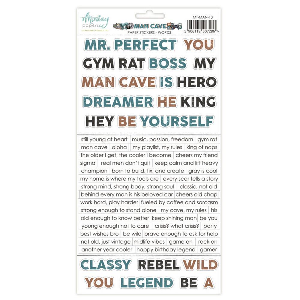 Man Cave Paper Stickers Words