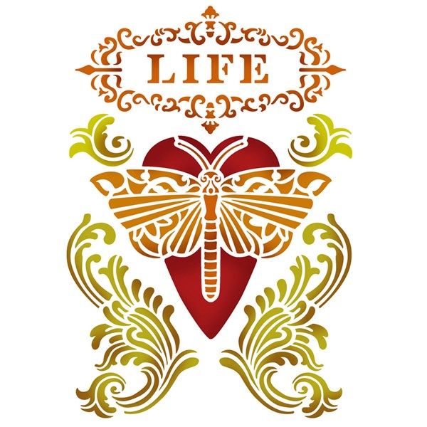 Mascherina Stencil Life cuore con Libellula