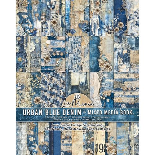 Mixed Media Book Urban Blue Denim  A4 Maxi
