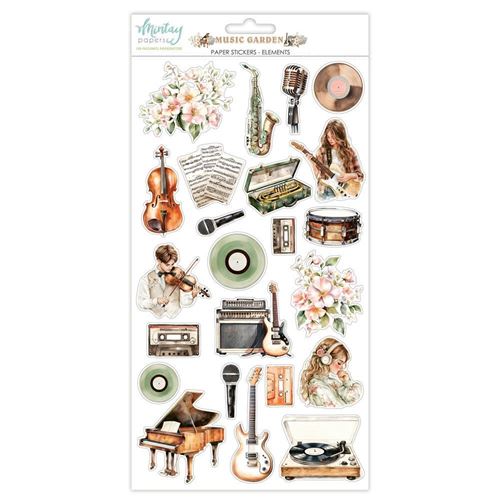 Music Garden Paper Stickers Elements
