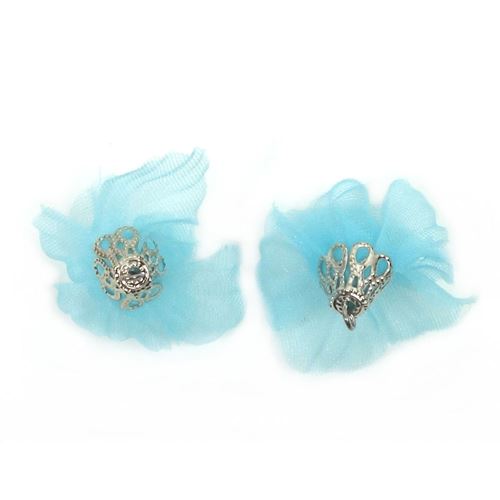 Nappine a fiore in organza Azzurre per orecchini