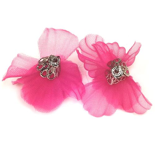 Nappine a fiore in organza Fucsia per orecchini