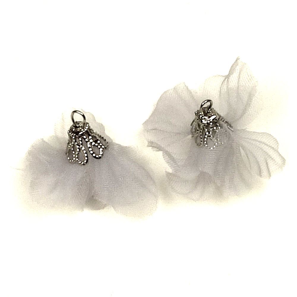 Nappine a fiore in organza Grigie per orecchini