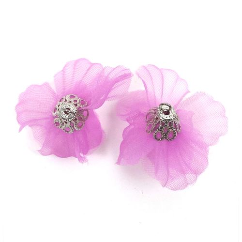 Nappine a fiore in organza Malva per orecchini