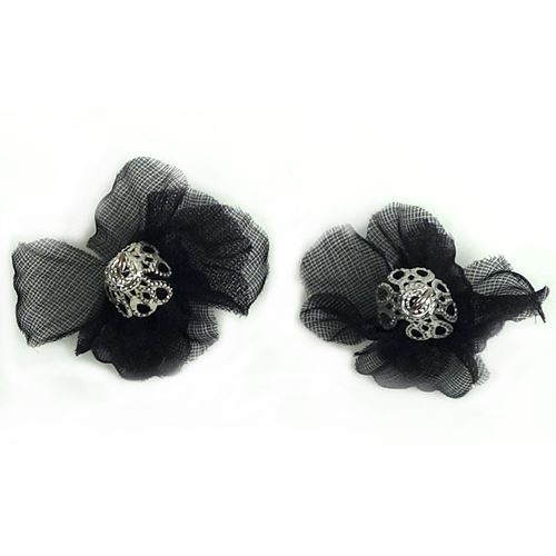 Nappine a fiore in organza Nere per orecchini