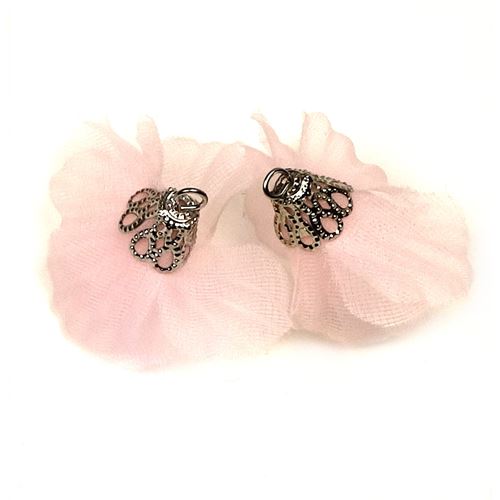 Nappine a fiore in organza Rosa Chiaro per orecchini