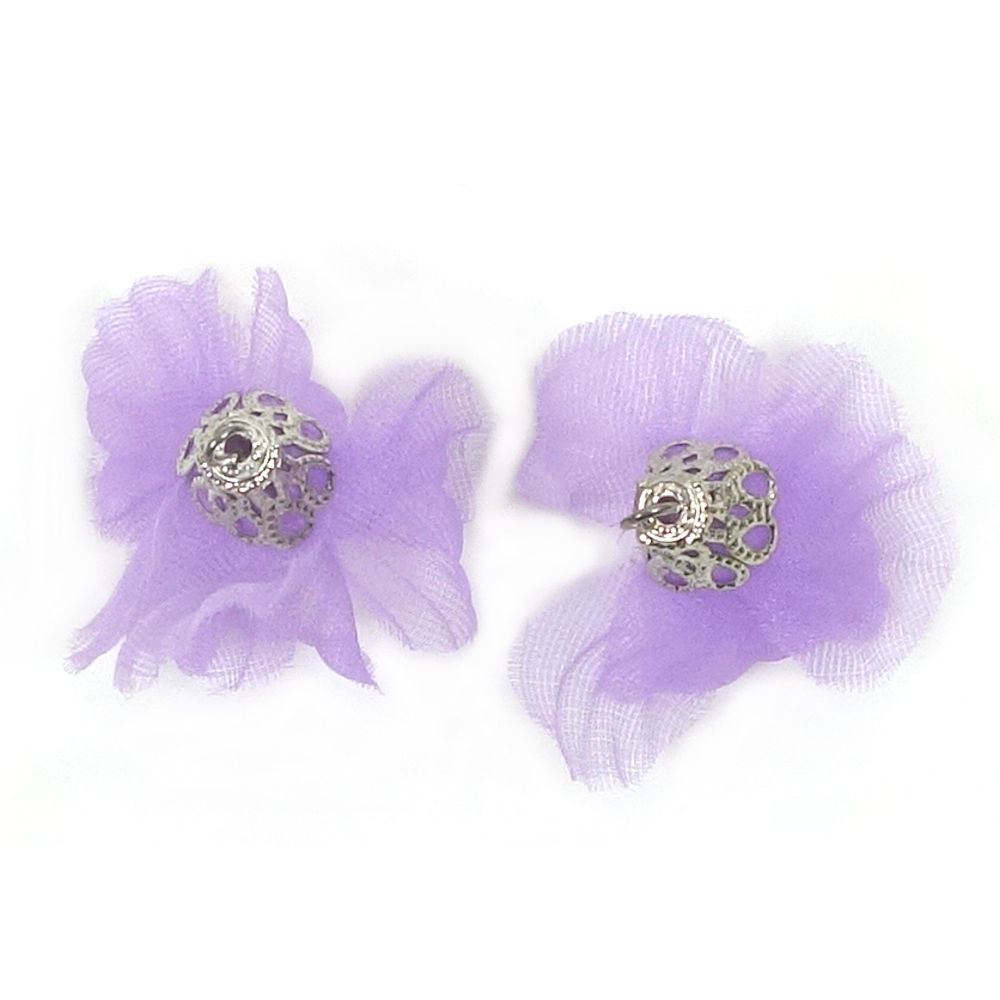Nappine a fiore in organza Viola per orecchini