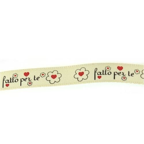 Nastro Tessuto Fatto per Te Cuore e Fiore