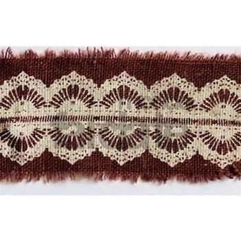 Nastro di stoffa stampato marrone e pizzo