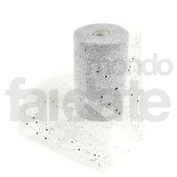 Nastro in Tulle Argento Glitterato