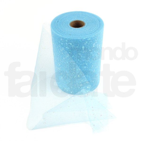 Nastro in Tulle Azzurro Glitterato