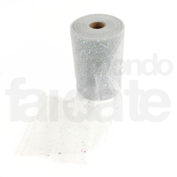 Nastro in Tulle Grigio Glitterato
