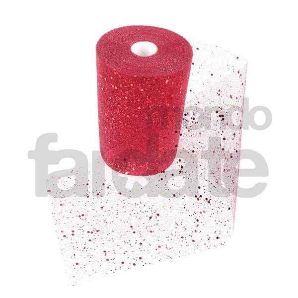 Nastro in Tulle Rosso Glitterato - Mondo Fai da Te