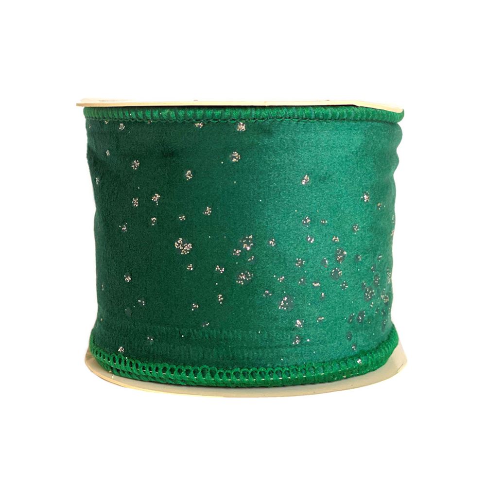 Nastro in Velluto Verde con Glitter